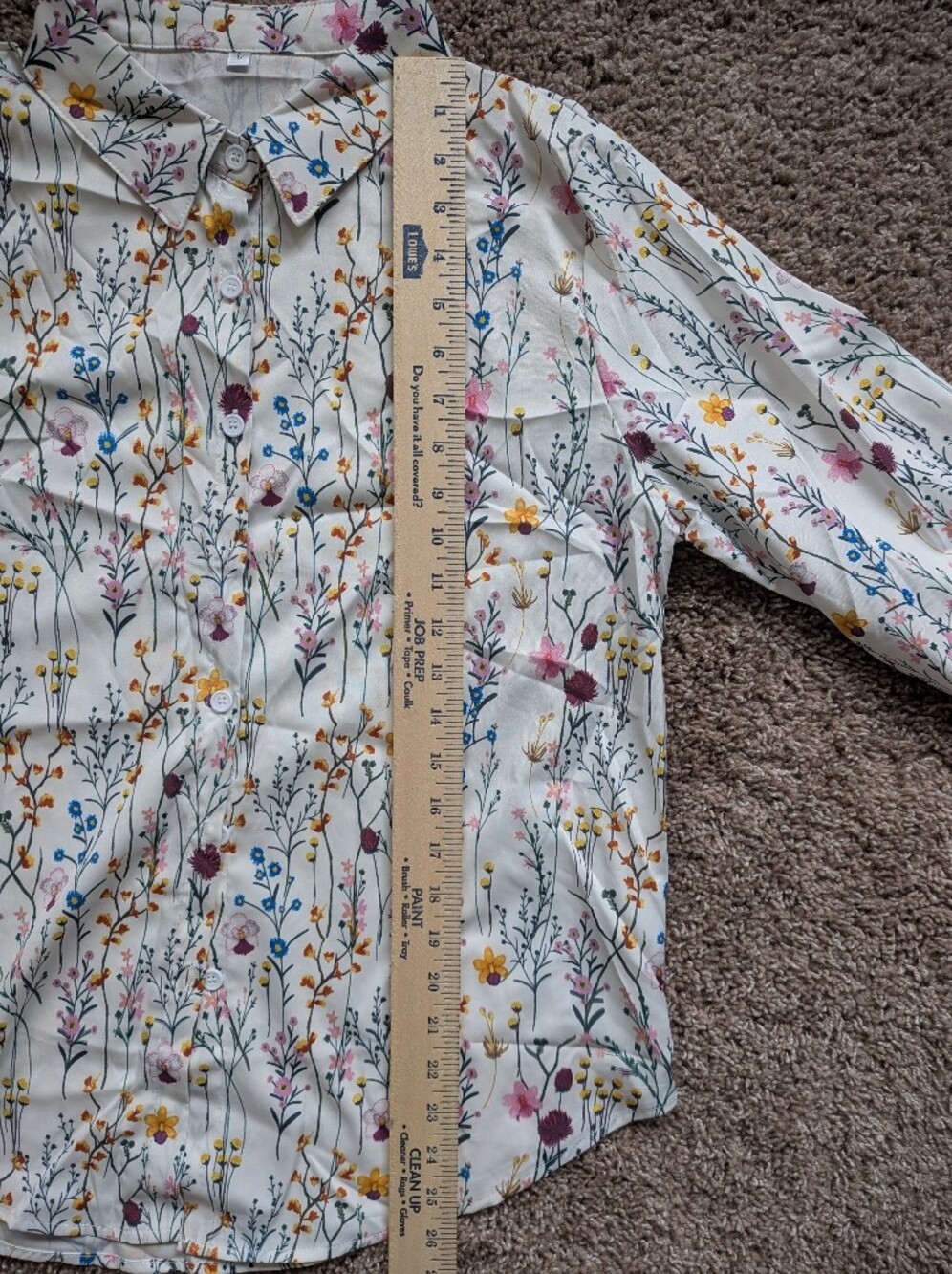 Floral Wildflower Button Up Blouse Women's Large - Picture 8 of 9